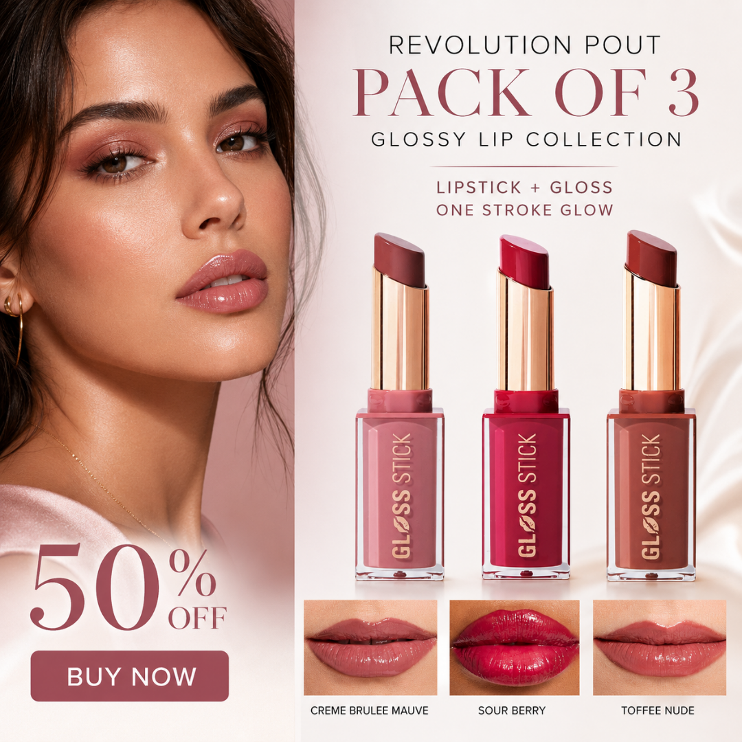 Revolution Pout Lip Gloss Stick – Glossy Color, All Day Confidence – Lipstick + Gloss in One Stroke – Multi-Use for Lips, Cheeks & Eyes