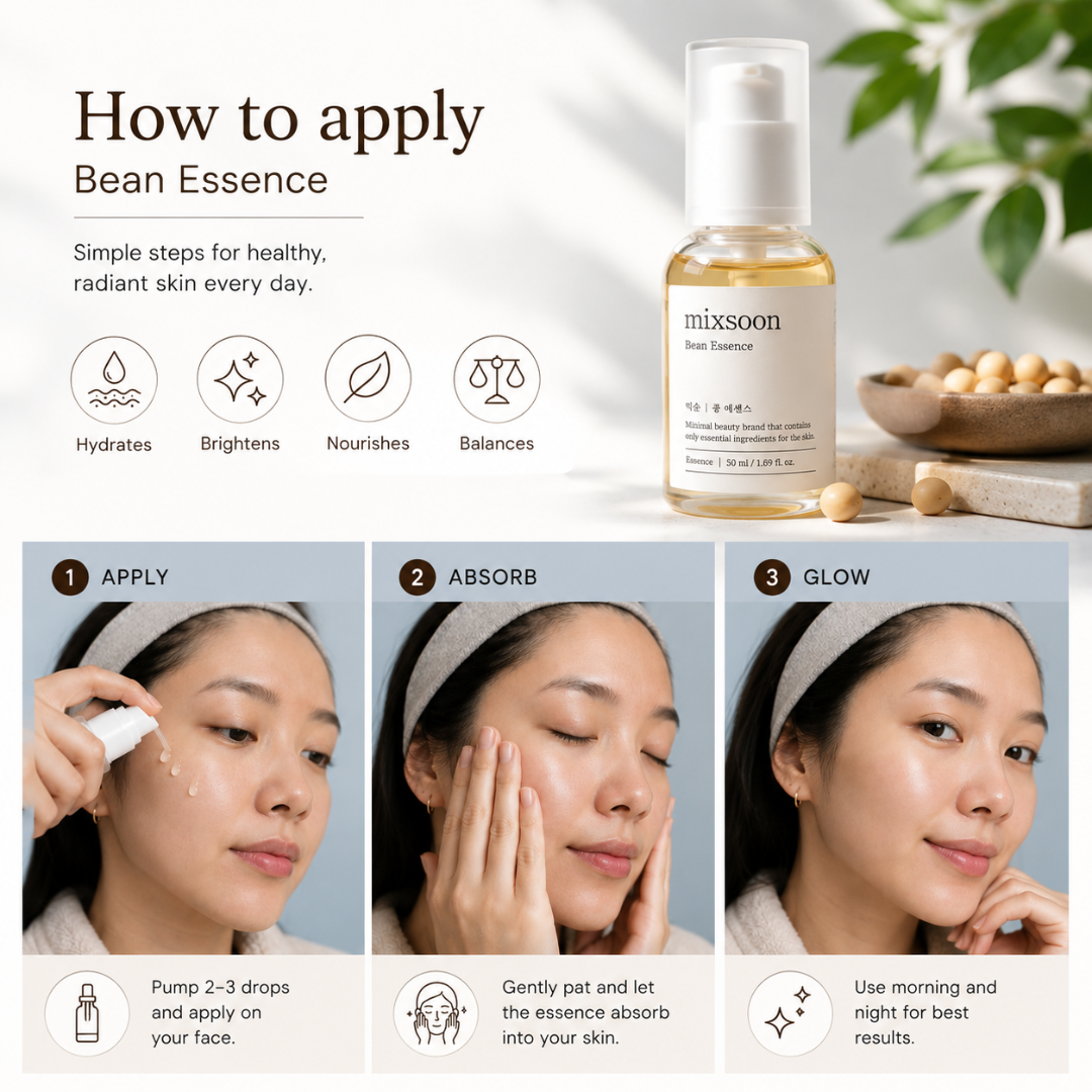 mixsoon Bean Essence – 50% OFF – Nourish, Refine & Reveal Radiance – Minimal Ingredients, Maximum Results – Smooths Texture, Deeply Hydrates, Refines Pores, Boosts Glow