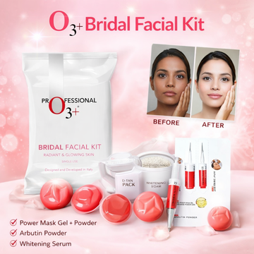 O3+ Professional Bridal Facial Kit - Single Use Vitamin-C Glowing Skin Treatment with D-Tan Pack