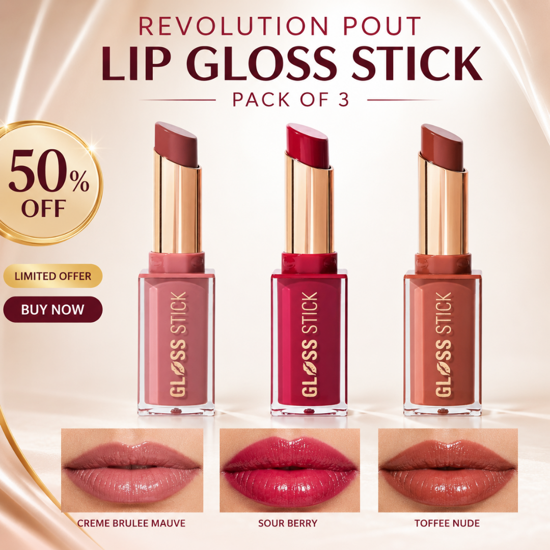 Revolution Pout Lip Gloss Stick – Glossy Color, All Day Confidence – Lipstick + Gloss in One Stroke – Multi-Use for Lips, Cheeks & Eyes