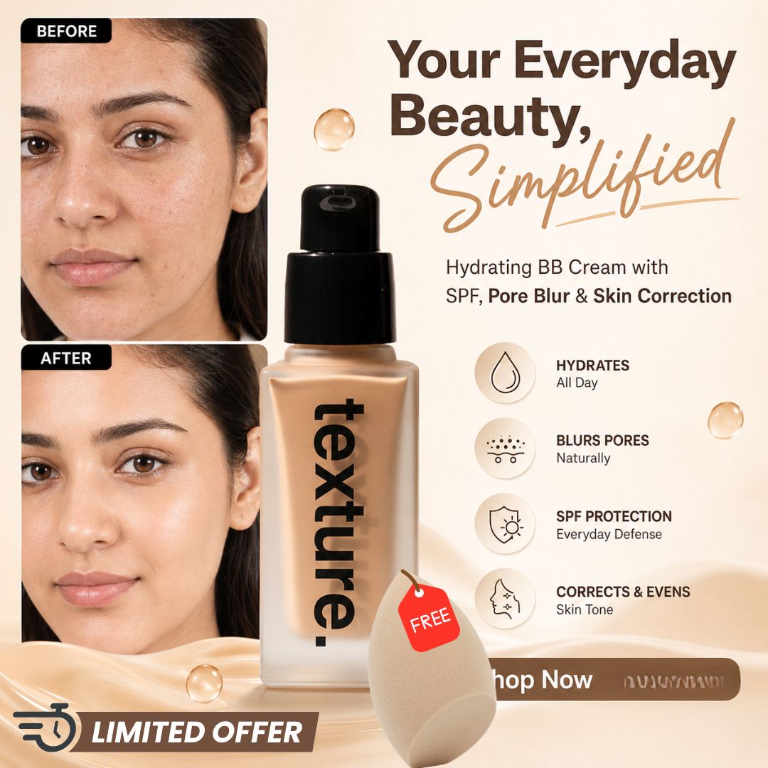 Texture Corrector BB Cream – Hydrating BB Cream with SPF, Pore Blur & Skin Correction – Deep Hydration, SPF Protection, Pore Blur, Even Tone