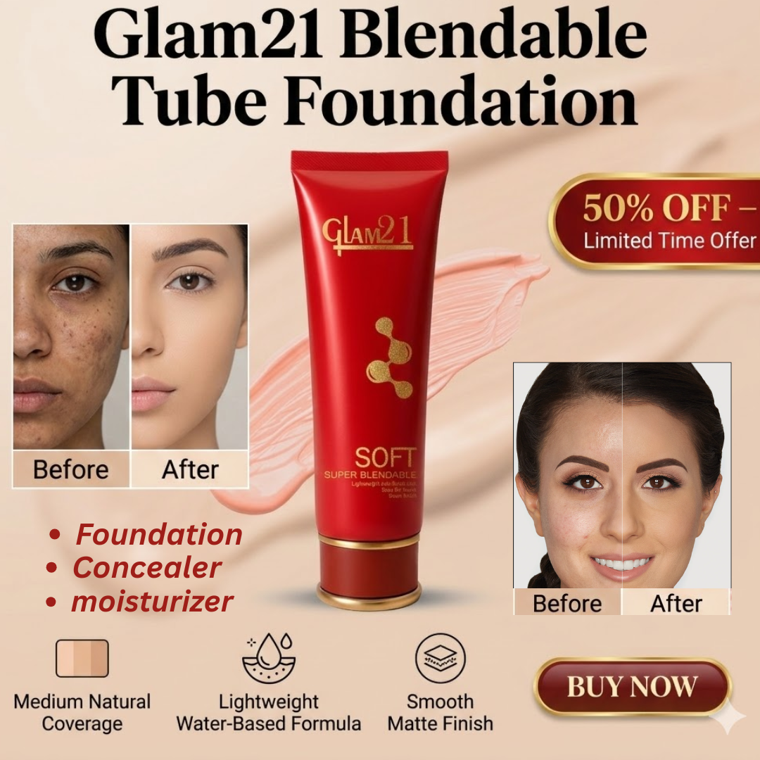 Glam21 Blendable Tube Foundation | 3-in-1 Foundation, Concealer & Moisturizer | Lightweight Water-Based Matte Finish