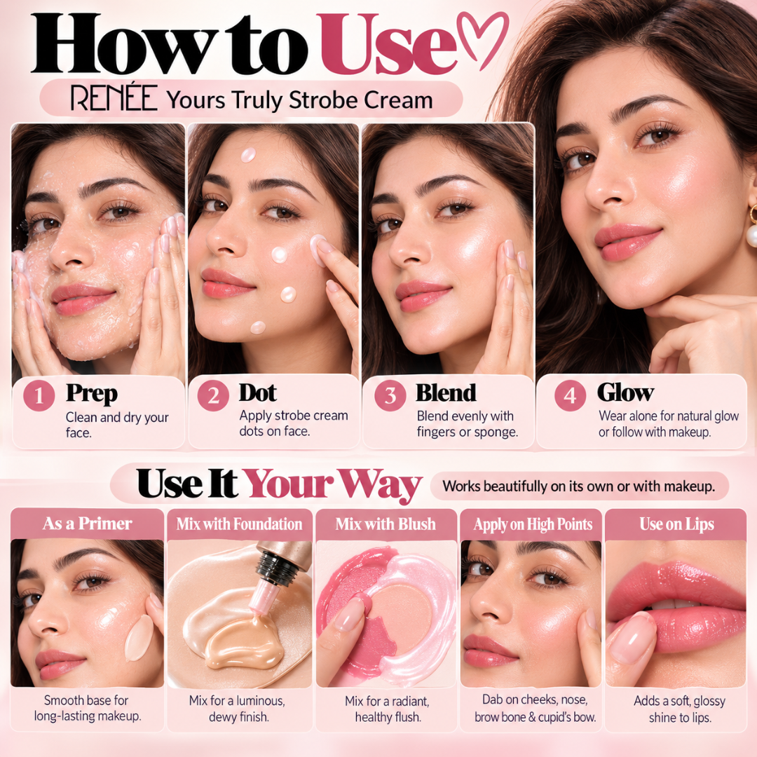 RENÉE Yours Truly Strobe Cream – 50% OFF – 3-in-1 Highlighter, Primer & Moisturiser