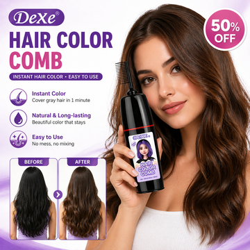 Dexe® Hair Color Comb – Instant Gray Coverage in 1 Minute – Natural & Long-Lasting – Easy No-Mix Comb Applicator – Enriched with Ginseng & Ginkgo Biloba