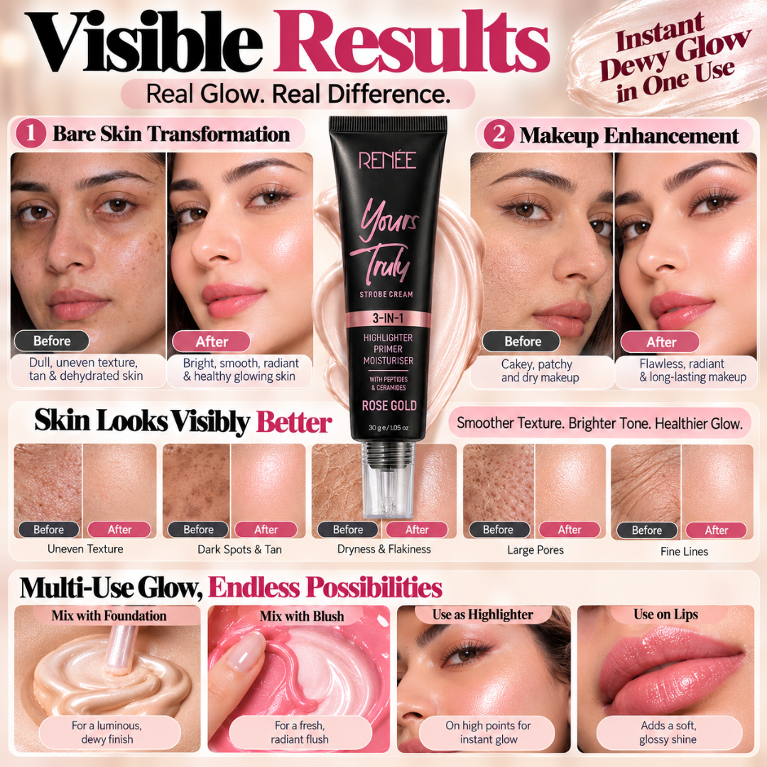 RENÉE Yours Truly Strobe Cream – 50% OFF – 3-in-1 Highlighter, Primer & Moisturiser