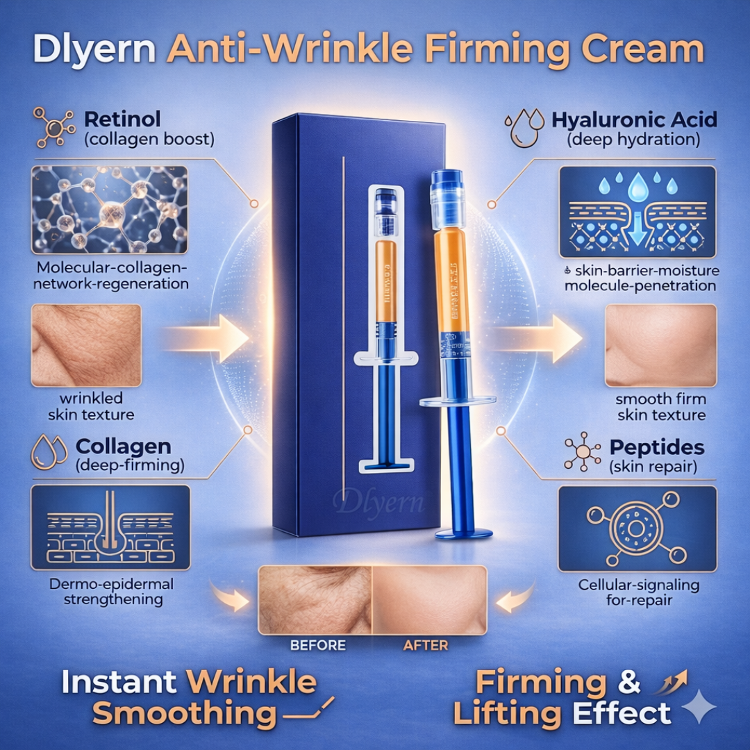 Dlyern Anti-Wrinkle Firming Cream | Retinol + Collagen + Hyaluronic Acid + Peptides | Instant Wrinkle Smoothing, Firming & Lifting Effect