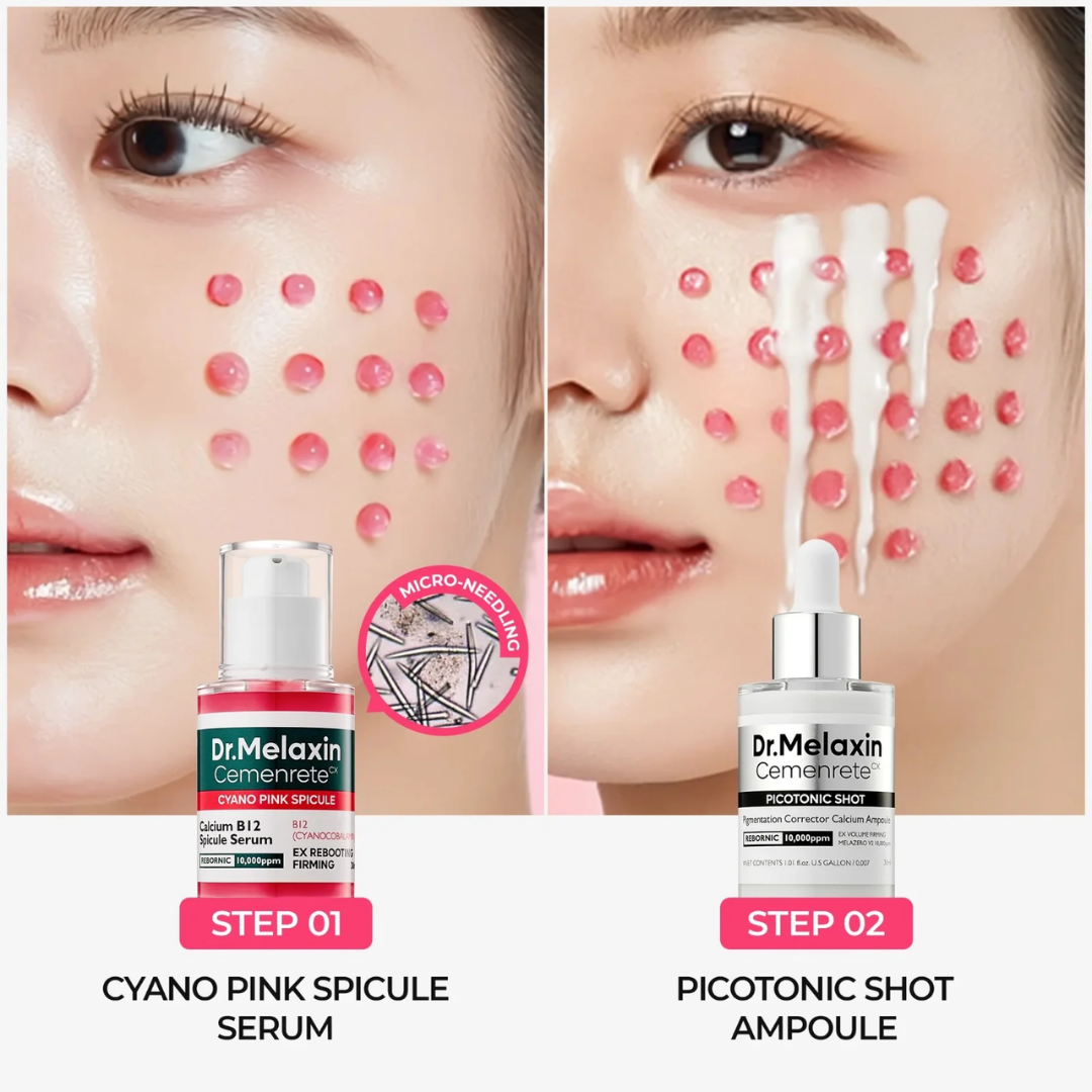 Dr. Melaxin Ultimate Skin Deal | Cyano Pink Spicule Serum + Picotonic Shot Ampoule | Pore Tightening, Anti-Aging & Anti-Pigmentation Duo
