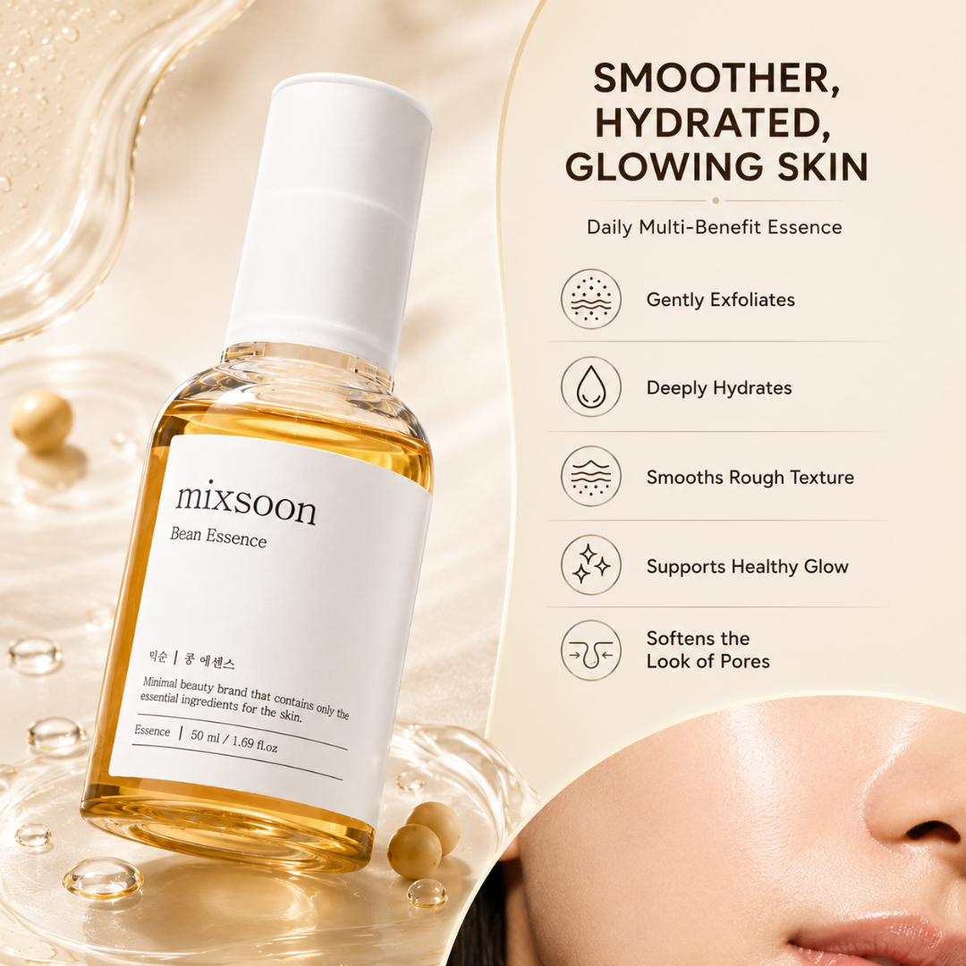 mixsoon Bean Essence – 50% OFF – Nourish, Refine & Reveal Radiance – Minimal Ingredients, Maximum Results – Smooths Texture, Deeply Hydrates, Refines Pores, Boosts Glow