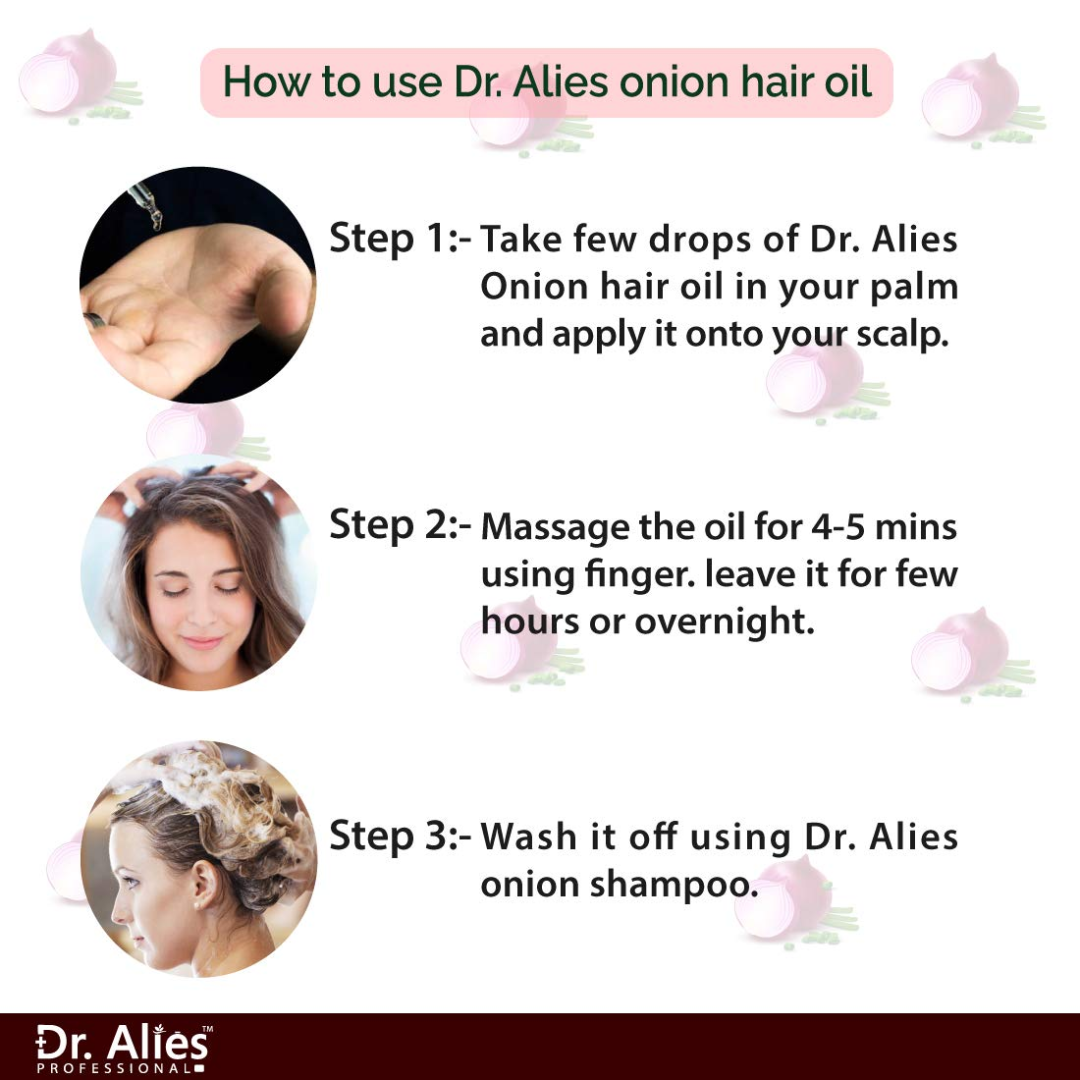 Dr. Alies Professional Red Onion & Black Seed Oil Hair Oil – 100% Natural – Stops Hair Fall, Strengthens Roots, Prevents Premature Greying – With Castor Oil – For Split Ends, Thinning Hair & Scalp Health