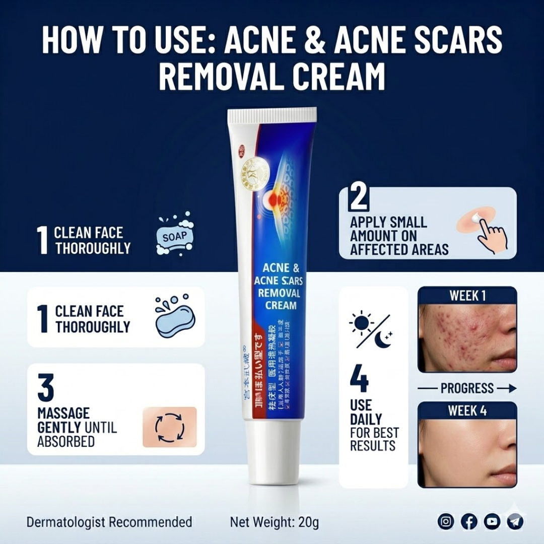 Acne & Acne Scars Removal Cream | Salicylic Acid + Niacinamide + Hyaluronic Acid + Tea Tree | Reduces Breakouts, Fades Scars & Evens Skin Tone