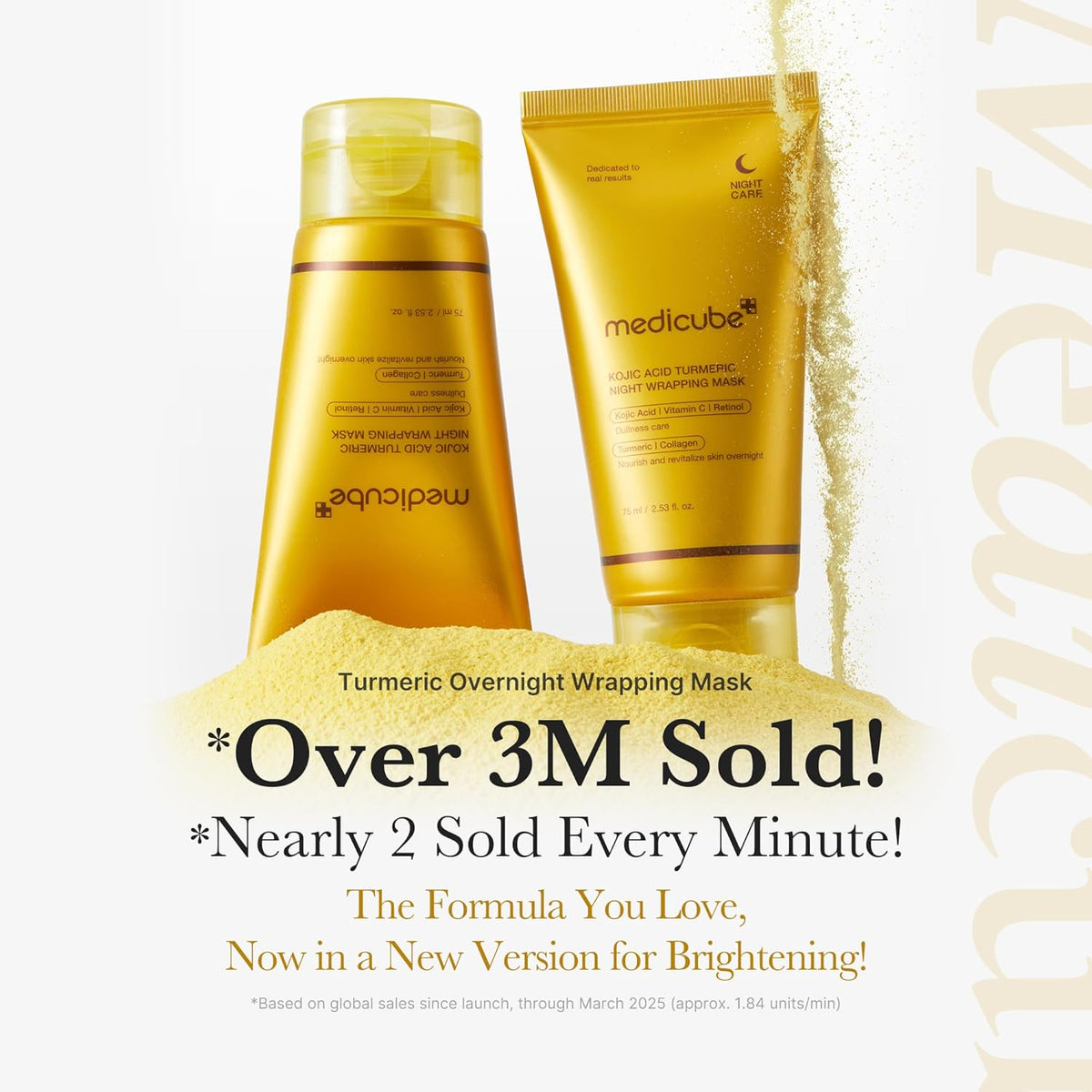 Medicube Kojic Acid Turmeric Overnight Mask - Brightening Peel Off Mask - Clinically Tested for Dull Skin