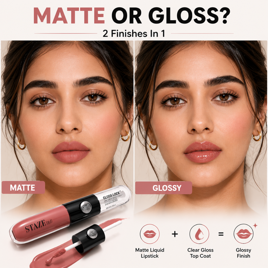 GEGE BEAR Highlight Stick & STAZE 9to9 Lip Gloss Set – Radiant Glow Makeup Duo for Lips, Cheeks & Face