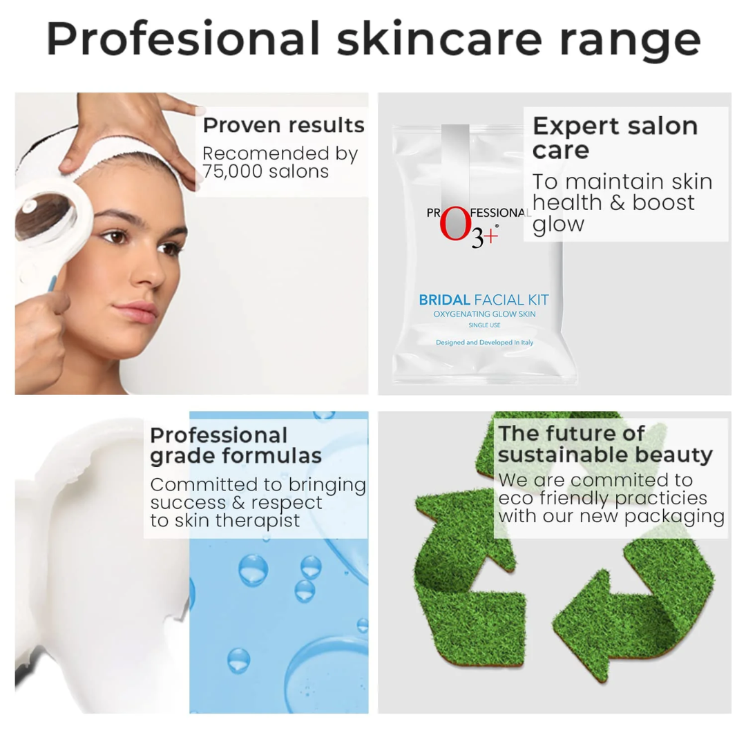 O3+ Professional Bridal Facial Kit - Single Use Vitamin-C Glowing Skin Treatment with D-Tan Pack