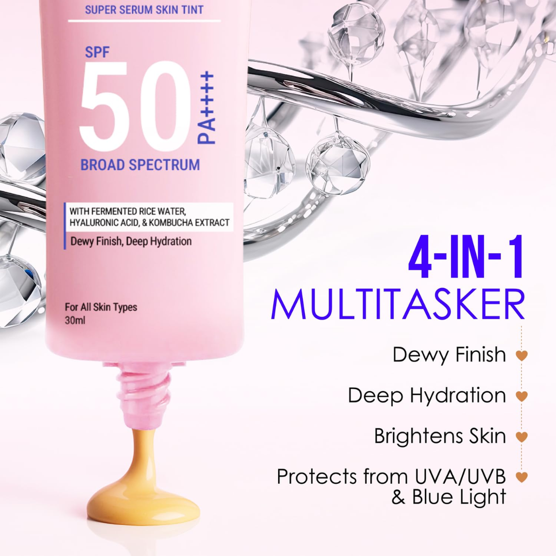 Blue Heaven Super Serum Skin Tint | 4-in-1 BB Cream + Serum + SPF 50+ PA++++ | Dewy Finish, Deep Hydration
