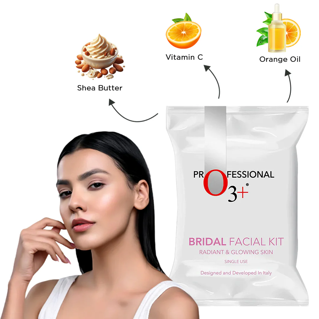 O3+ Professional Bridal Facial Kit - Single Use Vitamin-C Glowing Skin Treatment with D-Tan Pack