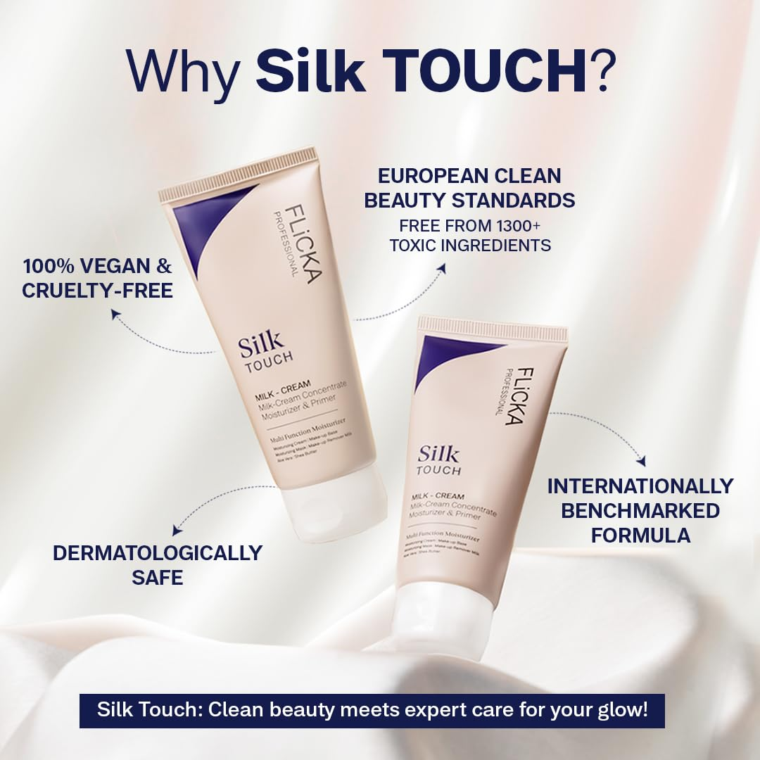 Flicka Perfect Glow Trio | Silk Touch Milk-Cream Primer + High Coverage HD Foundation with SPF | Pore-Blurring, 16H Long-Wear & Airbrush Finish